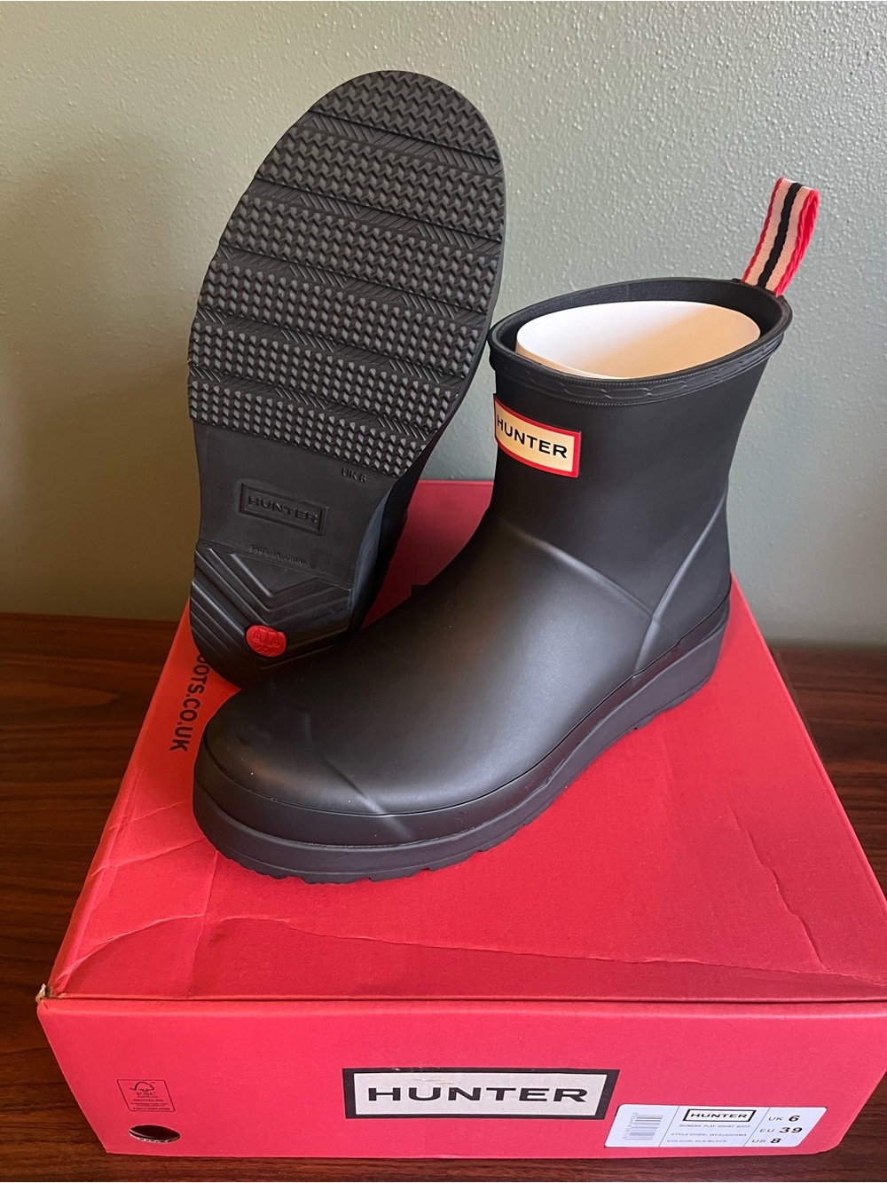 Hunter Play Short Matte Black Rain Boots Women’s US 8 EU 39